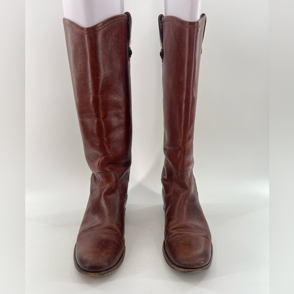 Frye Melissa Pulltab Riding Boots Brown Cognac Leather Size 7.5 77167 - Picture 5 of 16